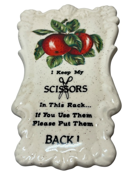 Vintage Other - Vintage Ceramic Scissors Holder Rack with Apple Motif
Never lose your scissors!
